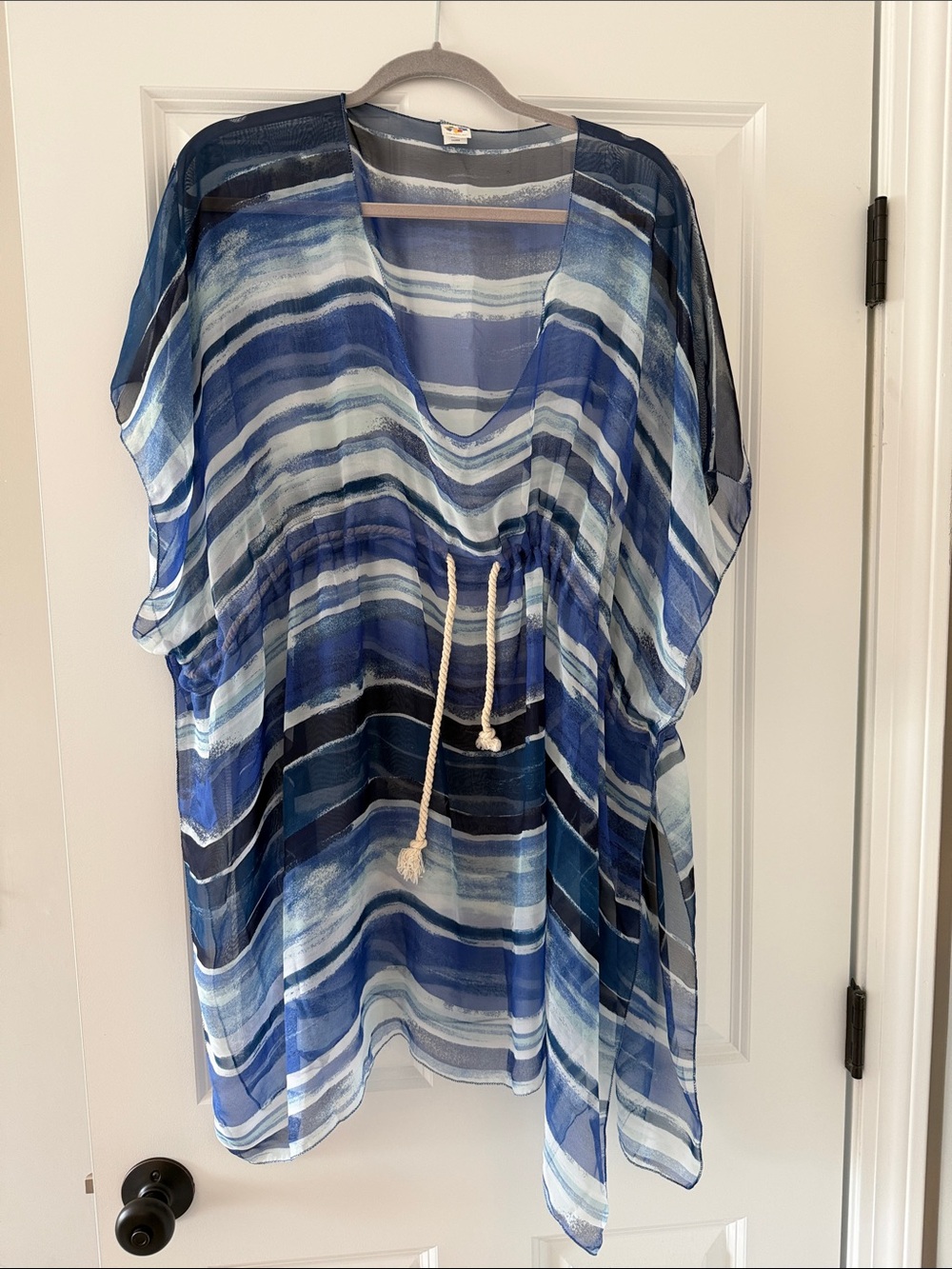 Blue Striped Women’s Swim Coverup Tunic